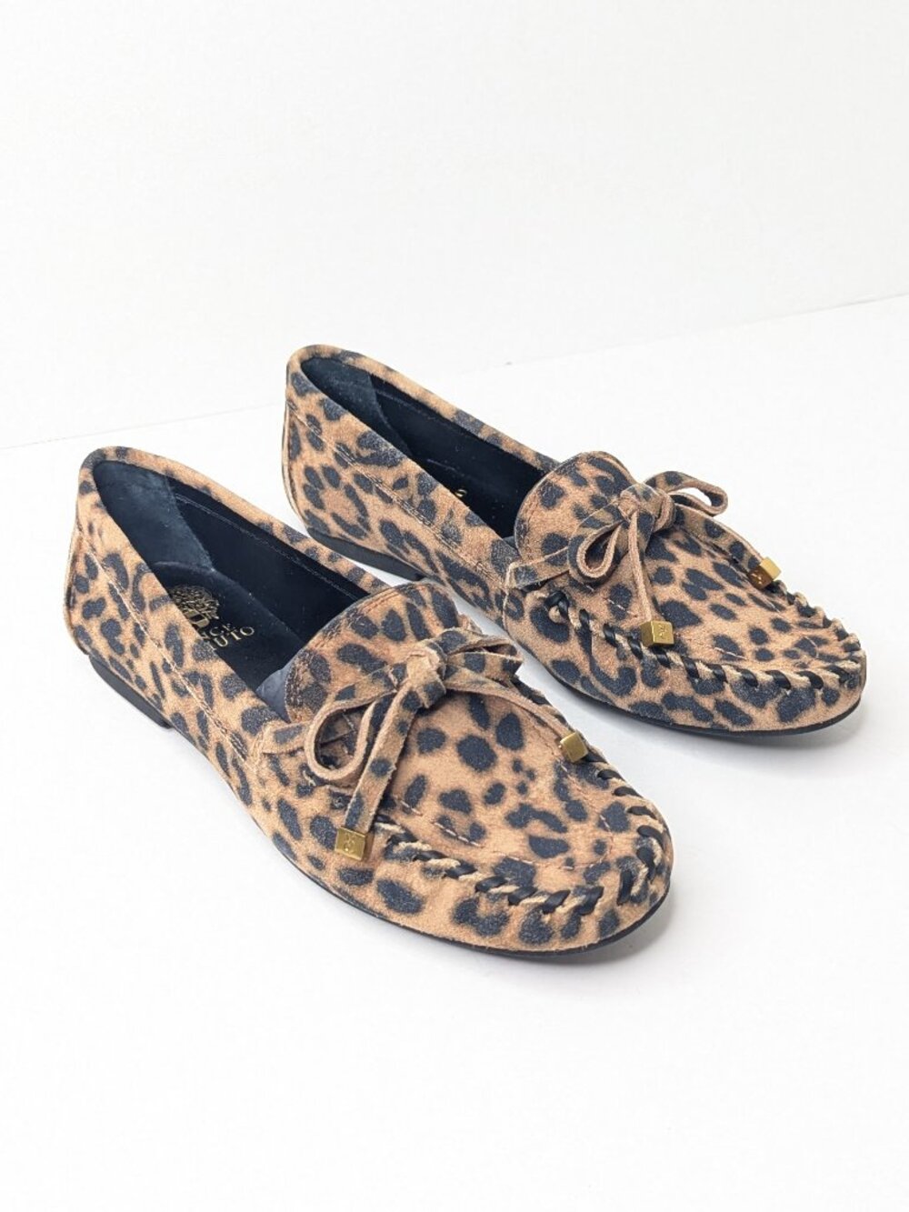 Vince Camuto Katenas Moc Toe Loafers Leopard Suede Womens 7